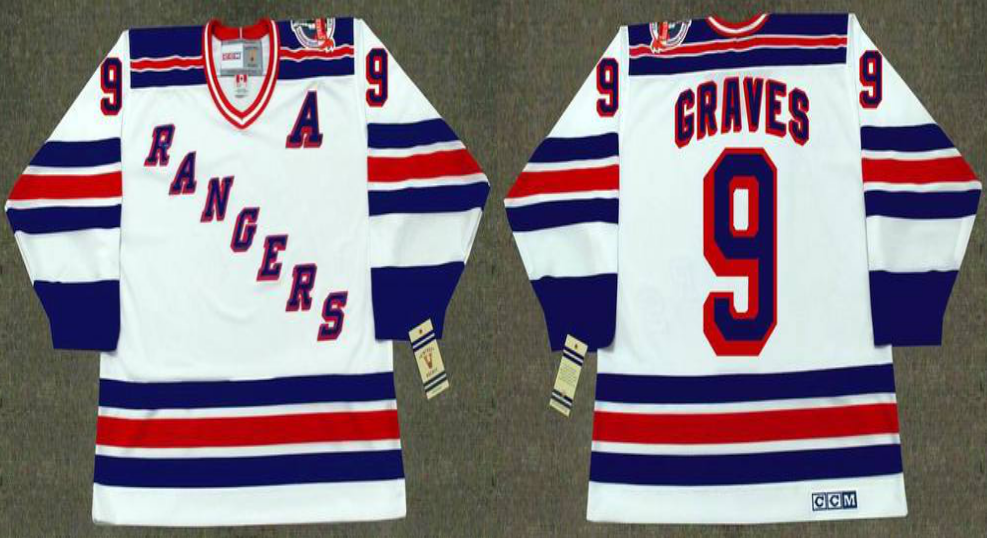 2019 Men New York Rangers 9 Graves white style 2 CCM NHL jerseys